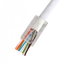 QCRJ45 CAT 6 U Connecteur data RJ45 à connexion rapide U/UTP CAT6 avec protège-clips blanc - 1