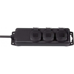 Répartiteur de prises IP44 3 voies noir 2,00 m H07RN-F 3G1,5  - 1