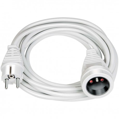 Rallonge plastique qualité 3,00 m blanc H05VV-F 3G1.5 - 1