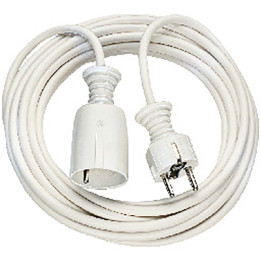 Rallonge plastique qualité 5,00 m blanc H05VV-F 3G1.5  - 1