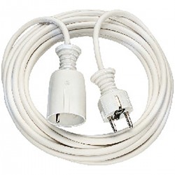 Rallonge plastique qualité 5,00 m blanc H05VV-F 3G1.5 - 1