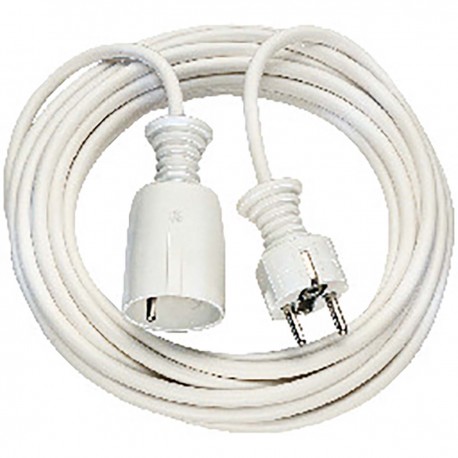 Rallonge plastique qualité 5,00 m blanc H05VV-F 3G1.5 - 1