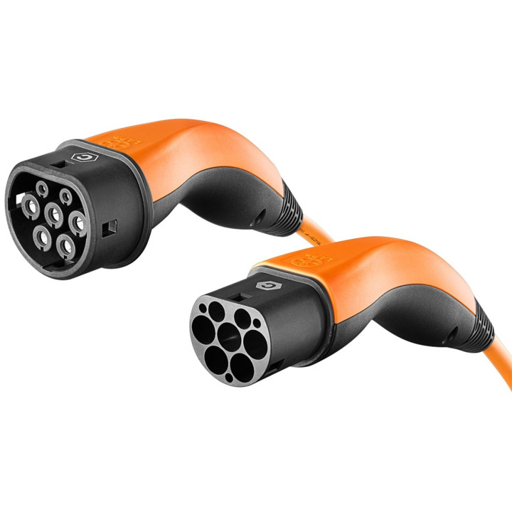 Cable de recharge spiralé triphasé Type 2 / 11 kW / 5m