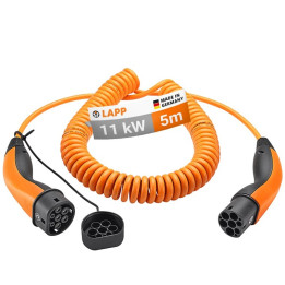 Cable de recharge spiralé Type 2 / 11 kW / 5m