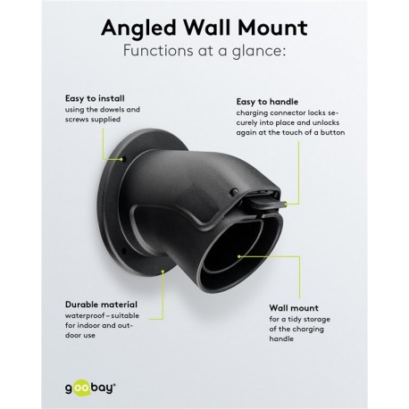 Détail du support mural coudé pour câble de charge Type 2