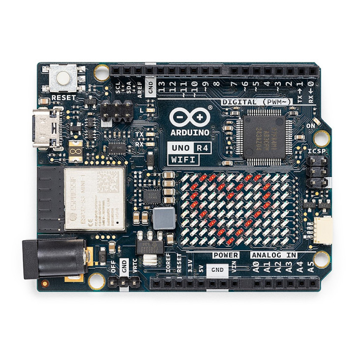Vue de dessus de la carte Arduino UNO R4 WiFi ABX00087