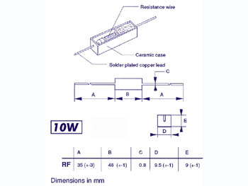 Lot de 10 résistances cémentées 10W