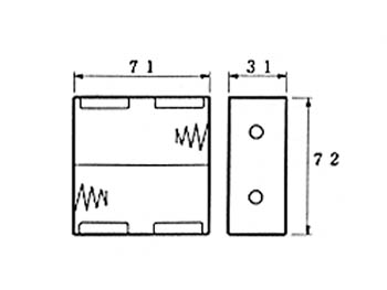 Dimensions Coupleur de 2 piles D (LR20)