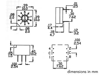 Commutateur BCD hexadécimal pour circuit imprimé