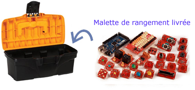 Le starter-kit "TinkerKit - ADK" est livré dans une malette