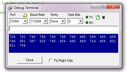 Ecran de debug test LDR