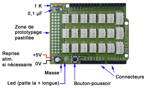 Détails du kit Arduino shield "BTW"