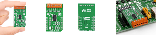 Vue dessus et dessous du module ADC 3 click