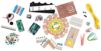 Vue des éléments du starter-kits Arduino en Français
