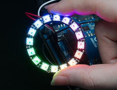 Vue du baregraphe CIRCULAIRE 16 LEDS rvb nEOPIXELS