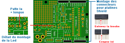 Aide pour le montage de la platine de test pour PICBASIC-3B