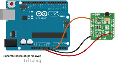 Schéma de câblage entre l'arduino et le module Click Board MIKROE-1377