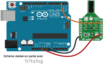 Schéma de câblage entre l'arduino et le module Click Board MIKROE-1711