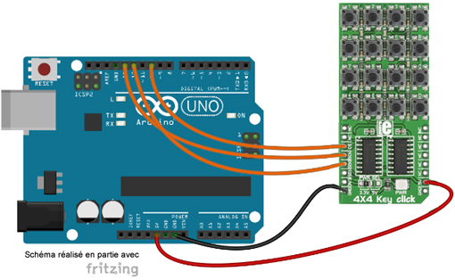 Schéma de câblage entre l'arduino et le module MIKROE-1993