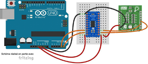 Schéma de câblage entre l'arduino et le module Click Board MIKROE-1903