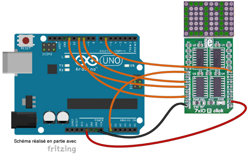 Schéma de câblage entre l'arduino et le module MIKROE-1993