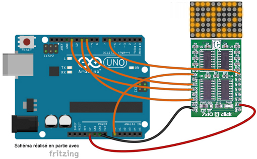 Schéma de câblage entre l'arduino et le module MIKROE-1993