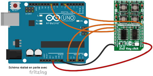 Schéma de câblage entre l'arduino et le module MIKROE-1993