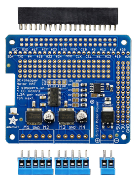 Platine Shield moteur Adafruit 2348 et ses connecteurs