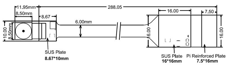 Dimensions de la caméra ArduCAM Spy Camera