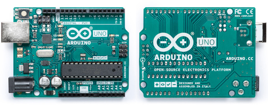 Détails avant - arrère de la carte Arduino Uno (Rev 3)