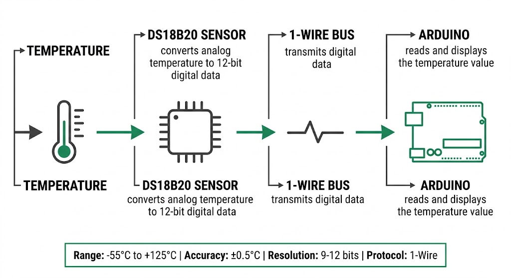 Fonctionnement du capteur de température numérique DS18B20