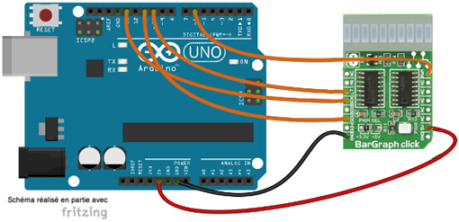 Schéma de câblage entre l'arduino et le module MIKROE-1993