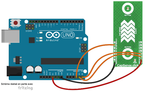 Schéma de câblage entre l'arduino et le module MIKROE-1993