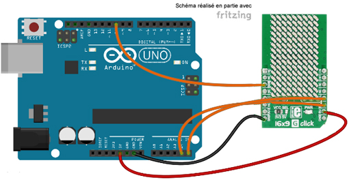 Schéma de câblage entre l'arduino et le module MIKROE-1993