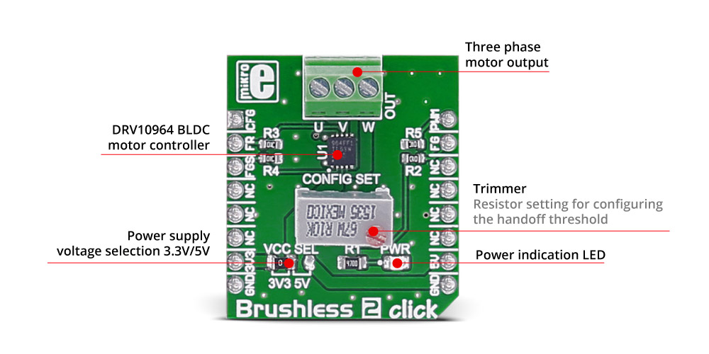 Détail de module Brushless 2 clik MIKROE-2754