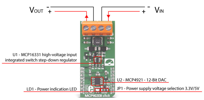 Détail du module MCP16331 click MIKROE-2762