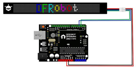 Raccordement de la matrice RGB flexible DFR0597 sur un Arduino ou compatible