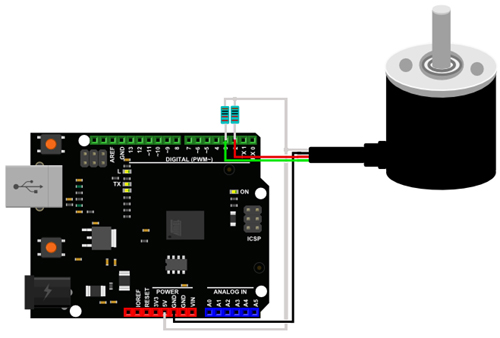 Raccordement avec résistances pull-up de l'encodeur rotatif SEN0230