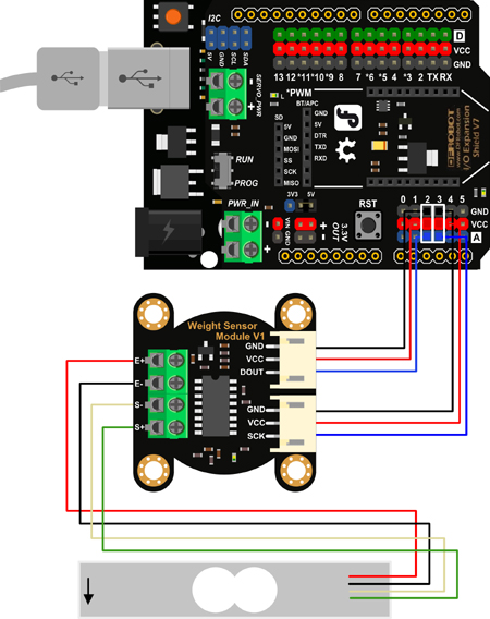 Raccordement du module capteur de charge SEN0160