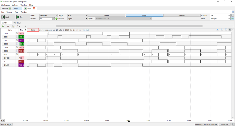 Fonction analyseur logique de l'Analog Discovery Studio