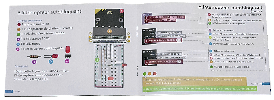 Détail du livret en Français du Starter kit ELECFREAKS pour micro:bit EF08180