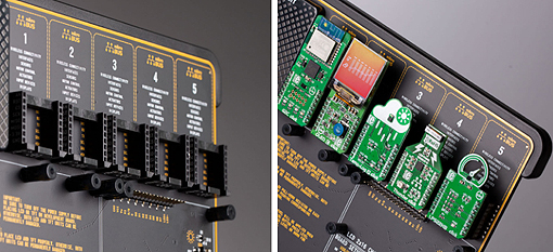 5 emplacements pour les modules Click Board