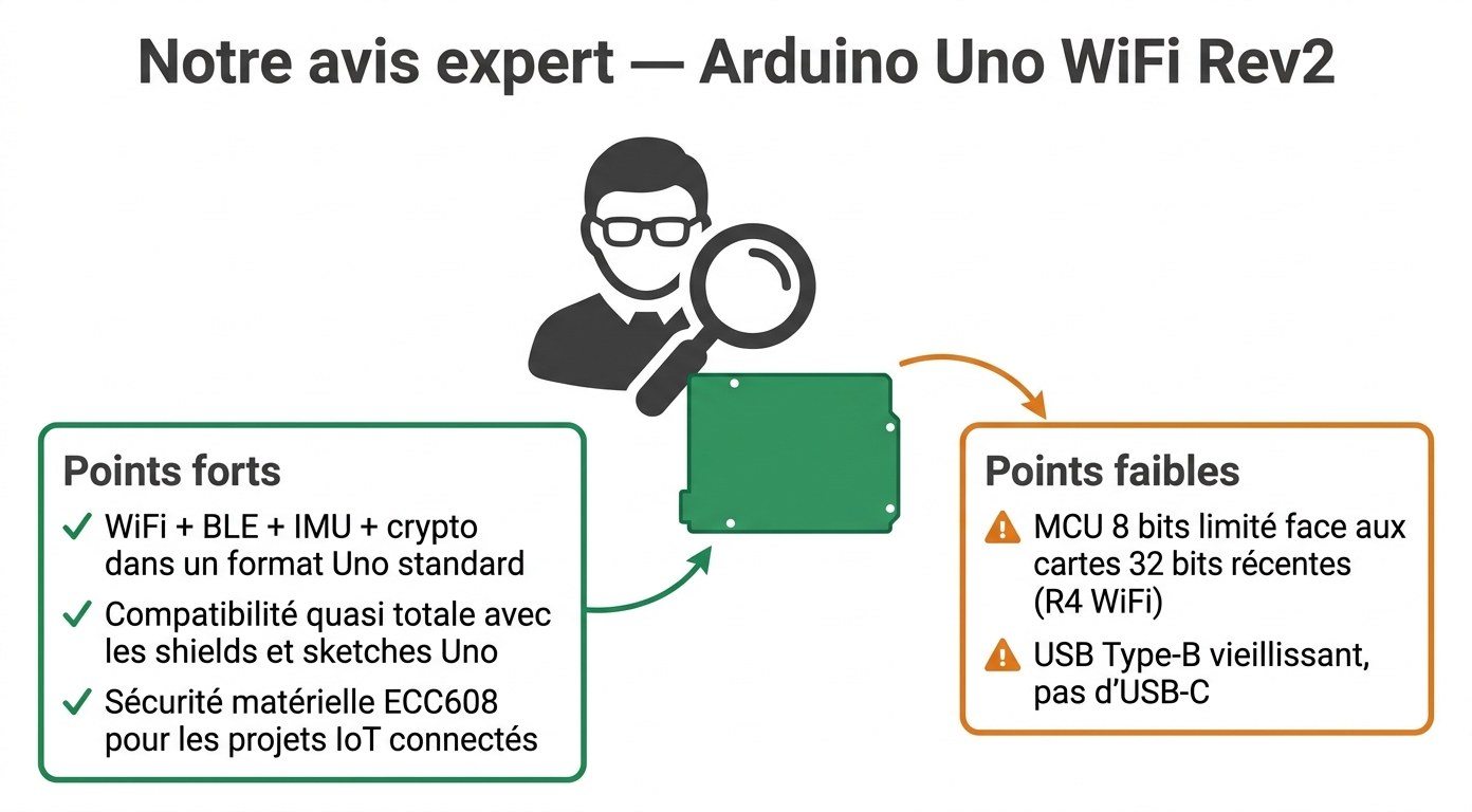 Avis expert Lextronic sur l'Arduino Uno WiFi Rev2 — points forts et points faibles