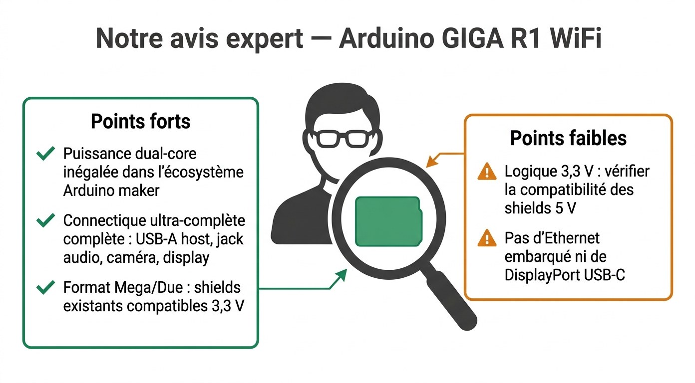 Avis expert Lextronic sur l'Arduino GIGA R1 WiFi : points forts et points faibles