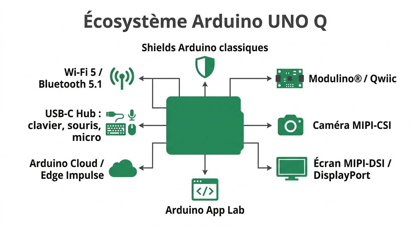 Écosystème de l'Arduino UNO Q : shields, Modulino, App Lab, cloud