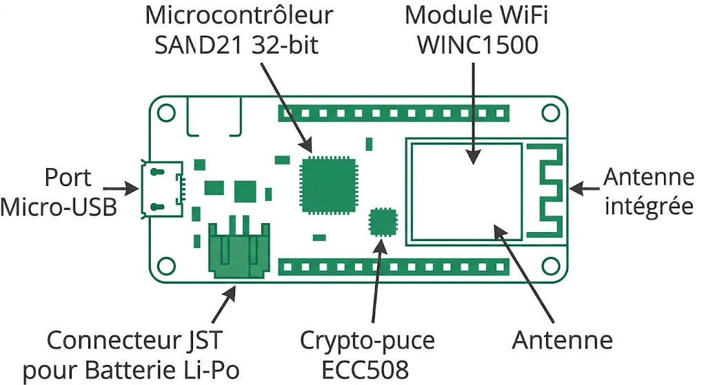 Spécifications visuelles de l'Arduino MKR1000
