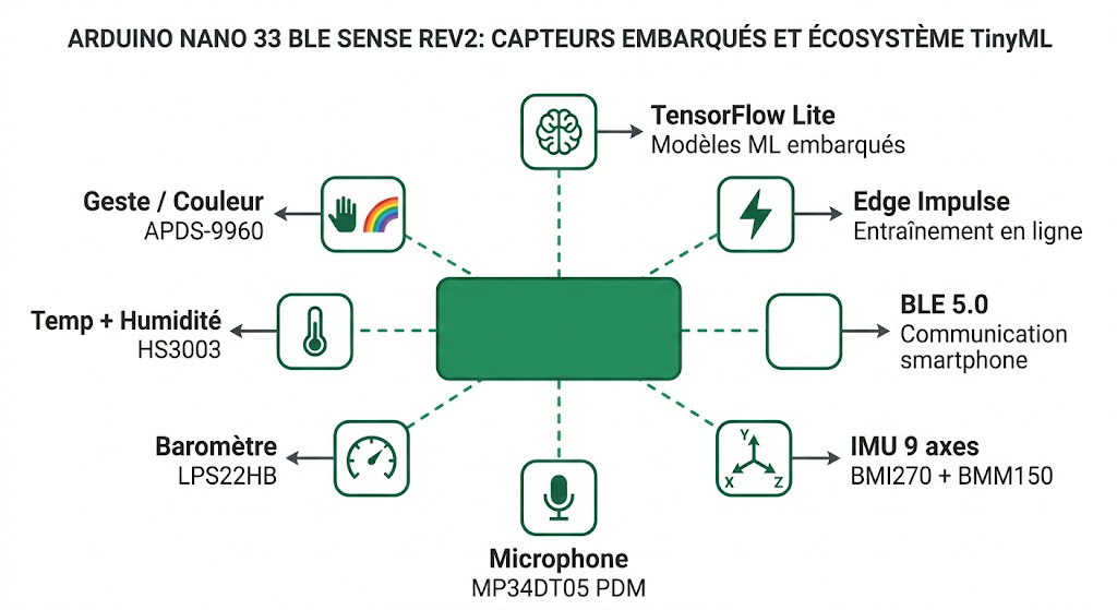 Capteurs embarqués et écosystème TinyML de l'Arduino Nano 33 BLE Sense Rev2