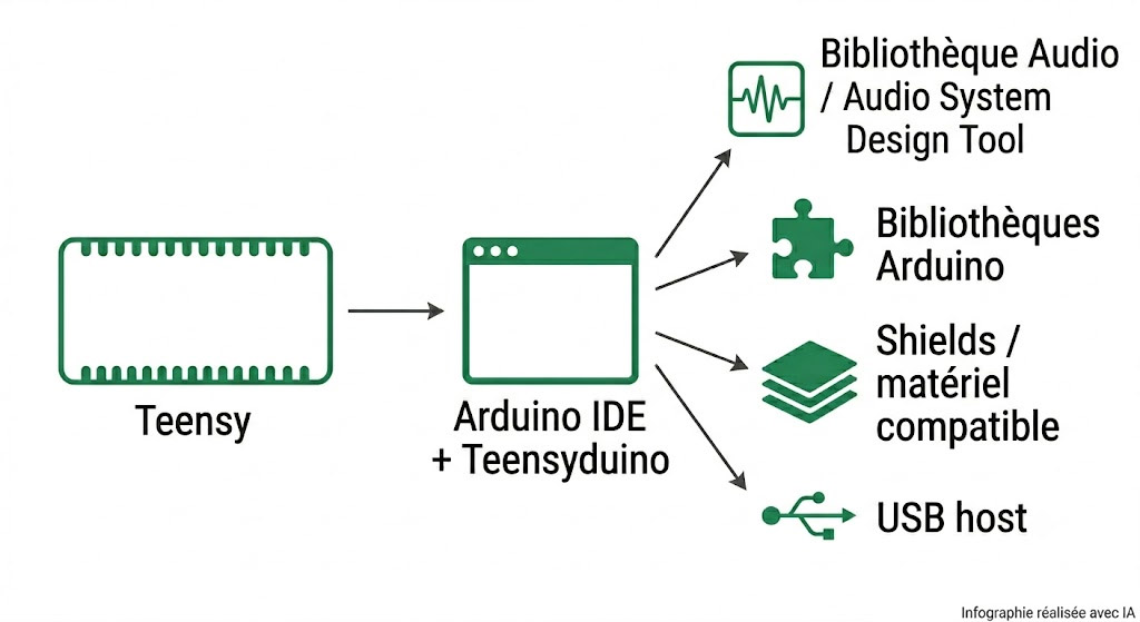 Écosystème de la carte Teensy 4.0 : Arduino IDE, Teensyduino, bibliothèques et matériel compatible