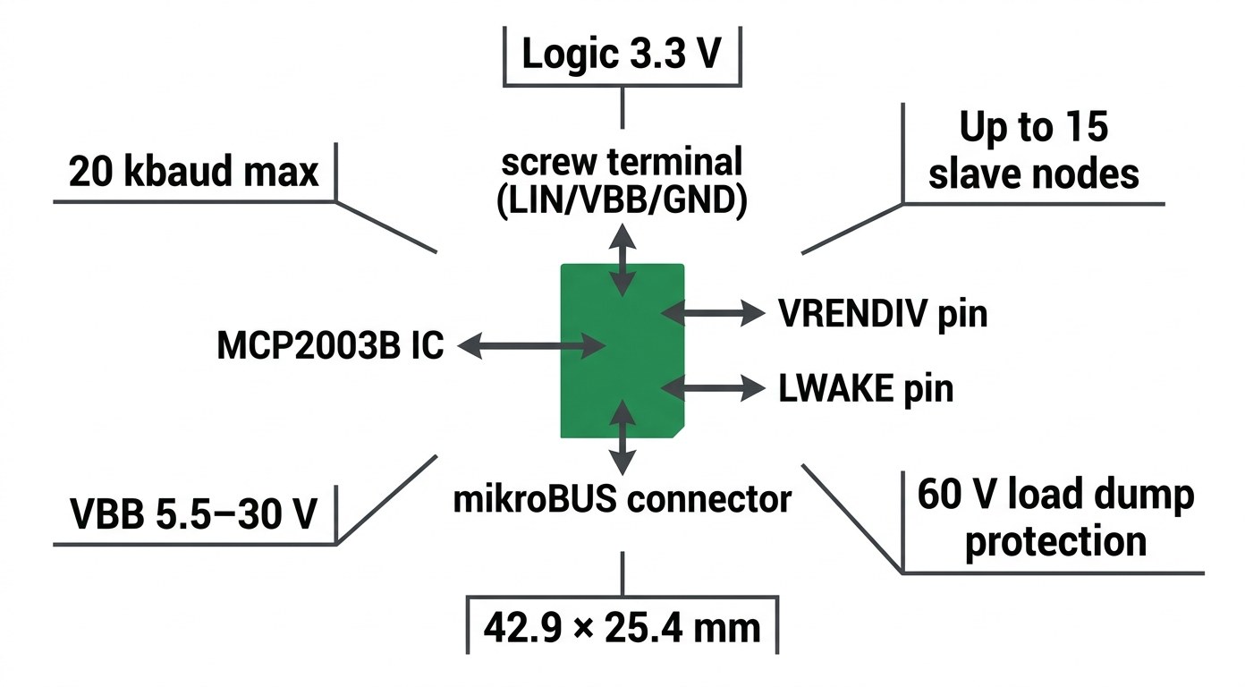 Spécifications visuelles MCP2003B Click MIKROE-2227