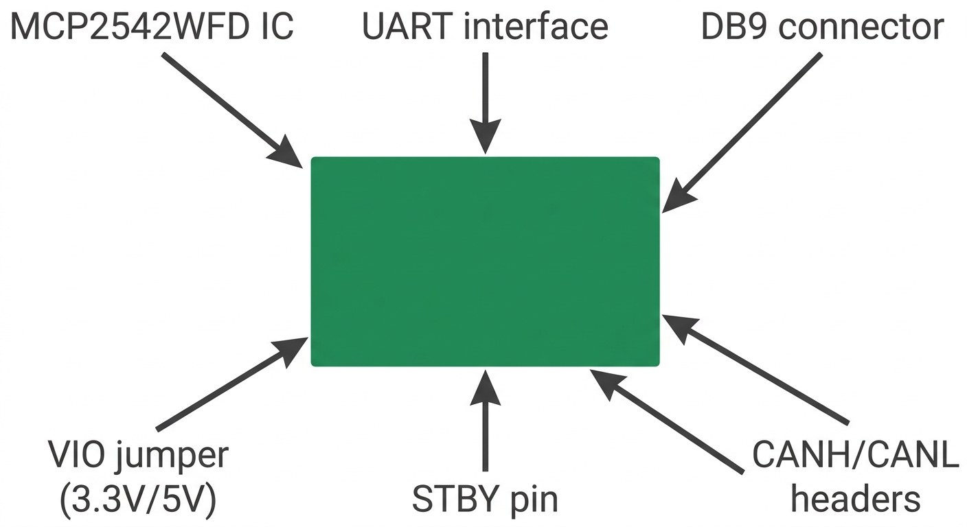 Spécifications visuelles MCP2542 Click — transceiver CAN FD MIKROE-2299